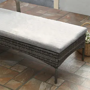 Ventura Rattan Sun Lounger with Adjustable Recline Padded Cushion - Grey