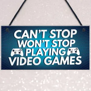 Gaming Sign Retro Hanging Plaque For Boys Bedroom Man Cave Sign Gift For Gamer