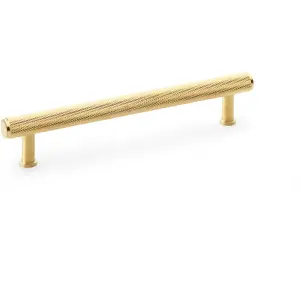 Knurled T Bar Pull Handle - Satin Brass - 160mm Centres Premium Drawer Door