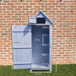 Outdoor Bideford Garden Wooden Storage Cabinet Tool Shed - Blue