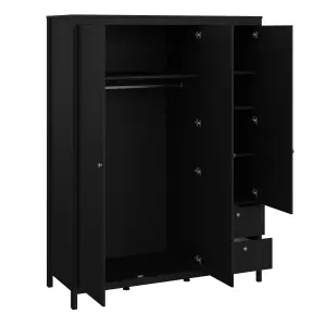 Madrid  Wardrobe with 2 doors + 1 mirror door + 2 drawers Matt Black