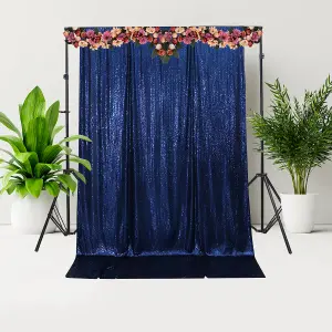 4ft x 7ft Sequin Backdrop Photography Background Shiny Fabric Glitter Curtain Backdrop, Navy