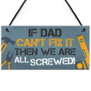 Red Ocean Dad Fix It Man Cave Sign Garage Shed Door Wall Plaque Birthday Xmas Gifts For Dad Daddy