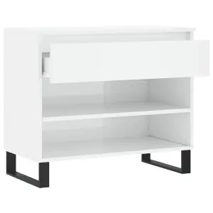 Berkfield Shoe Cabinet High Gloss White 70x36x60 cm Engineered Wood