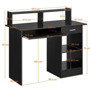 Yaheetech Black Office Computer Desk with Keyboard Tray