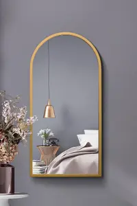 MirrorOutlet The Arcus Gold Metal Framed Arched Wall Mirror 80CM X 40CM