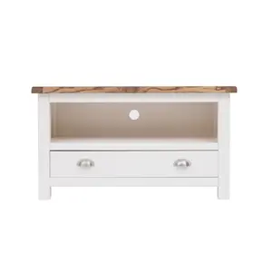 Lovere Off White 1 Drawer TV Cabinet Chrome Cup Handle