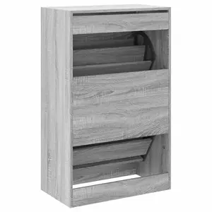 Shoe Cabinet Grey Sonoma 60x34x96.5 cm Engineered Wood