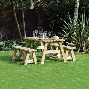 Oakham 4ft Picnic Table and Bench Set - L122 x W91 x H72 cm - Light Green