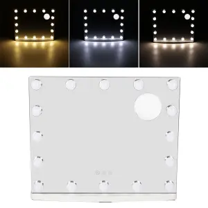 Hollywood Makeup Mirror with LED Bulbs Touch Control Detachable 10X Magnifier 42cm(H)