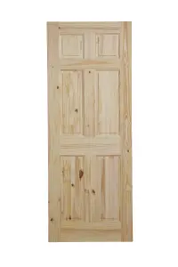 Fortia 6 panel Unglazed Victorian Natural Pine veneer Internal Timber Door, (H)2040mm (W)826mm (T)40mm