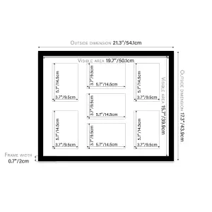 20x16 Inch 7 Opening Photo Collage Frame, Display Seven 6x4 Inch Photos, Multi Aperture Family Picture Frame, Black