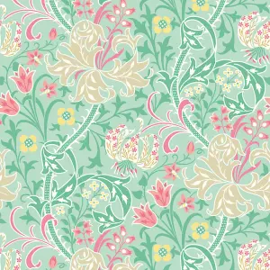 Hoopla Walls Lily Ogee Mint Green Smooth Matt Wallpaper