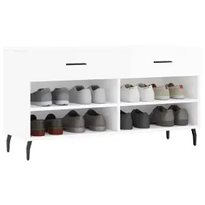 Berkfield Shoe Bench High Gloss White 102x35x55 cm Engineered Wood