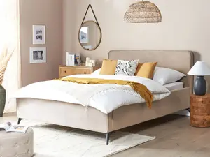 Velvet EU King Size Bed Taupe VALOGNES