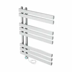 Rinse Bathrooms Designer Electric Thermostatic Heated Towel Rail D Shape Bathroom Ladder Style Radiator Warmer 800x600mm Chrome