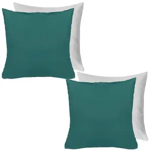 Brentfords 2 x Cushion Cover Filled Water Resistant Outdoor, 45 x 45cm - Green