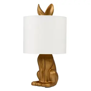 Chesnut Ceramic Hare 48cm Table Lamp Gold / No