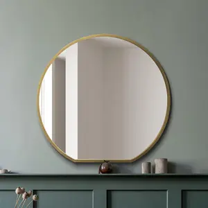 MirrorOutlet The Circulus Gold Framed Flat Bottom Circular Wall Mirror 126CM X 120CM