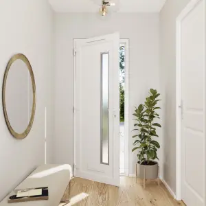 Fortia Gatteo Frosted Glazed White RH External Front Door set, (H)2085mm (W)840mm