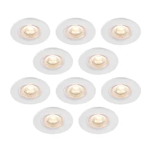 GoodHome Drexler Matt White Fixed LED Fire-rated Warm white Downlight IP65, Pack of 10