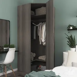 GoodHome Atomia Freestanding Matt grey oak effect Particle board Wardrobe (H)2250mm (W)1300mm (D)580mm