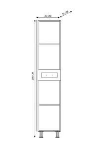 LOUIS 2 Door 1 Drawer Slim Bathroom Cabinet, White