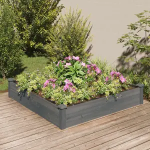 Berkfield Garden Raised Bed with Liner Grey 120x120x25 cm Solid Wood Fir