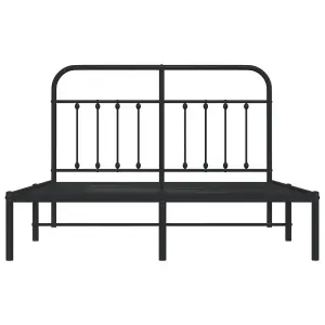 Berkfield Metal Bed Frame with Headboard Black 150x200 cm