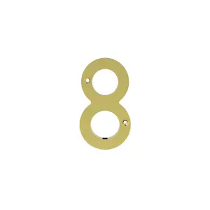 Stainless Brass Door Number 8 75mm Height 4mm Depth House Numeral Plaque