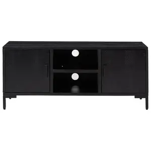 Berkfield TV Cabinet Black 110x35x48 cm Solid Pinewood