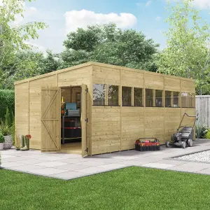 BillyOh Switch Tongue and Groove Pent Wooden Shed - 20x10 Windowed - 11mm Thickness