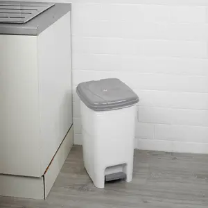 URBNLIVING 25L Slim Pedal Waste Recycling Bin Can Insert Step On Lid Kitchen Bathroom White