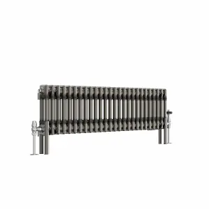 Right Radiators 300x1190 mm Horizontal Traditional 2 Column Cast Iron Style Radiator Raw Metal