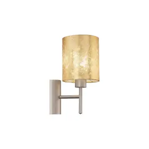 Wall Light Colour Champagne Steel Circular Shade Gold Fabric Bulb E27 1x60W