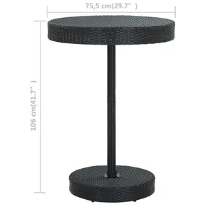 Berkfield Garden Table Black 75.5x106 cm Poly Rattan