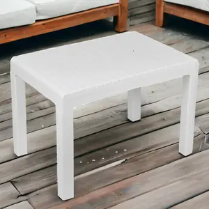 URBN GARDEN Height 42cm White Outdoor Plastic Lightweight Coffee Table Patio Balcony Garden Furniture