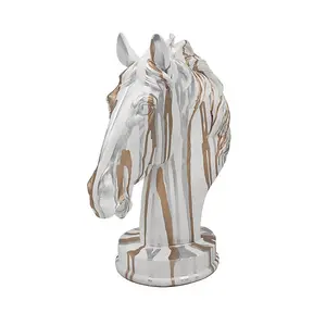 Animal Figurine Horse Bust Gold Ornament Home Decoration Renaissance Drip Art