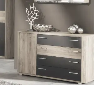 Mocha Dark Brown With Oak Effect Chest Of Drawers Dresser