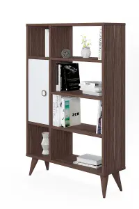 Soho Bookcase Free Standing Storage Shelf, 80 x 25 x 121 cm 7 Compartments Display Shelves, Bookshelf, Open Cabinet, Walnut