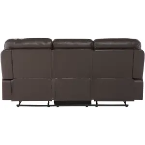 3 Seater Faux Leather Manual Recliner Sofa Brown BERGEN