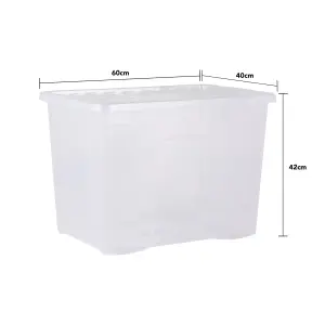 Wham Crystal 8 x 80L Plastic Storage Boxes with Lids. Large Size, Strong. Made in the UK Clear