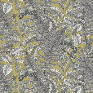 Hoopla Walls Wild Ferns Olive Smooth Matt Wallpaper