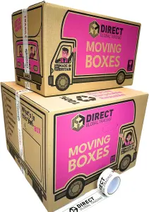 10 Mixed Boxes Extra Large and Large House Moving Storage Packing Boxes with Fragile Tape Carry Handles & Room Checklist