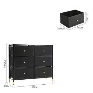 Black Plastic Storage Cabinet with 6 Drawers