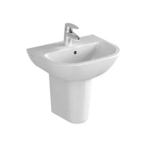 Vitra S20 450mm basin 1 tap hole and semi pedestal