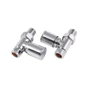 Westco Straight Radiator Valve (Pack of 2) Silver (15mm)