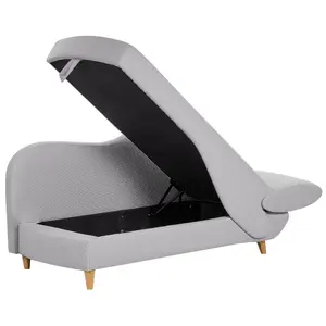 Right Hand Fabric Chaise Lounge with Storage Light Grey MERI II