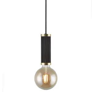 Nordlux Galloway Indoor Dining Living Kitchen Hallway Pendant Kit In Black/Brass (Height) 16.8cm