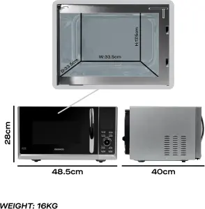 Daewoo 25L Silver Digital Combination Microwave 1950W Grill & 1950W Convection Oven Stainless Steel 8 Auto Presets & Jet Defrost